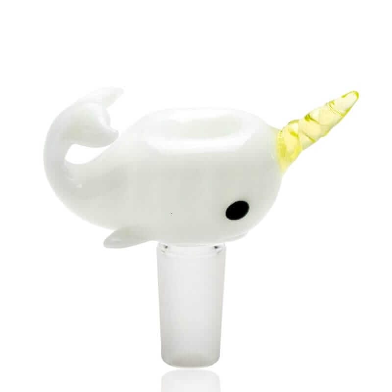 Empire Glassworks Radioactive Narwhal Glass Bowl w/ Tooth Dabber - 14mm / 7