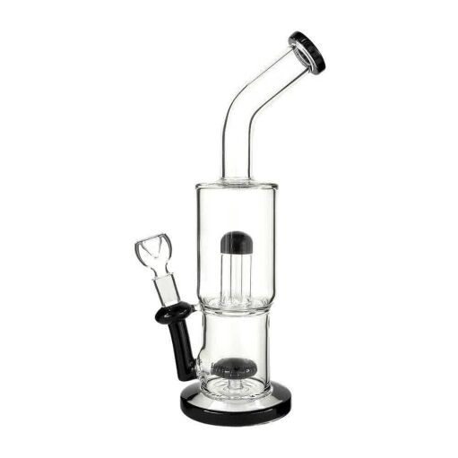 4:20 Generic Label 12" Black Double Showerhead Water Pipe - 14mm
