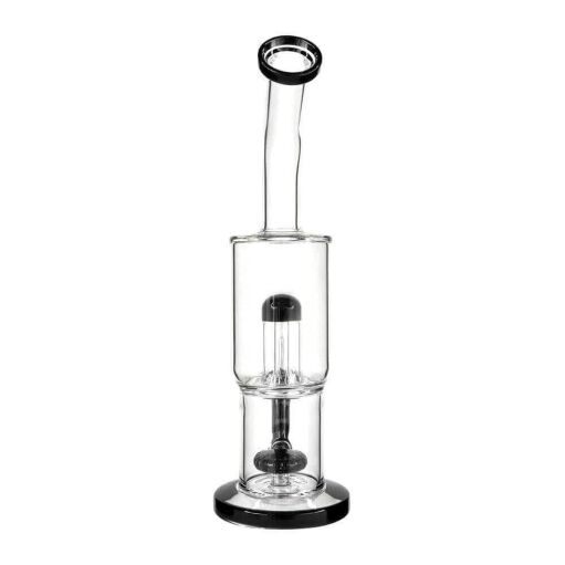 4:20 Generic Label 12" Black Double Showerhead Water Pipe - 14mm / 2