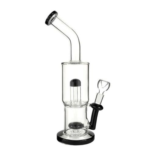 4:20 Generic Label 12" Black Double Showerhead Water Pipe - 14mm / 3