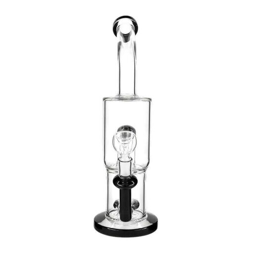 4:20 Generic Label 12" Black Double Showerhead Water Pipe - 14mm / 4