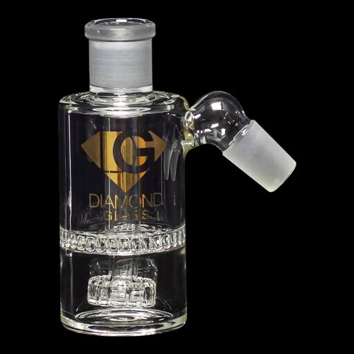 Diamond Glass Ash Catcher 45° 19mm/19mm w/ Showerhead & Honeycomb Percs - 01