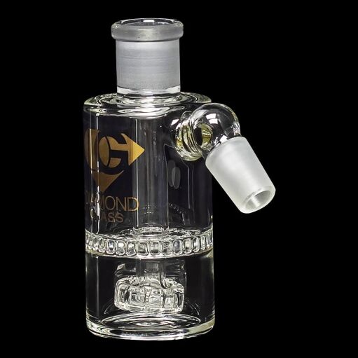 Diamond Glass Ash Catcher 45° 19mm/19mm w/ Showerhead & Honeycomb Percs - 02