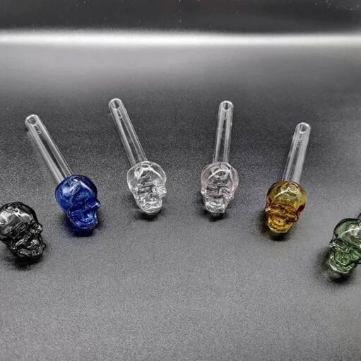 Thick Glass Skull Oil Burner Pipe - 01