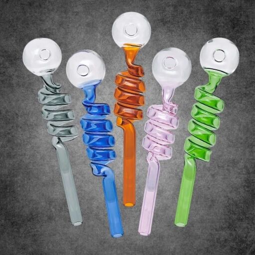 Colored Twisted Glass Oil Burner Pipe - 01