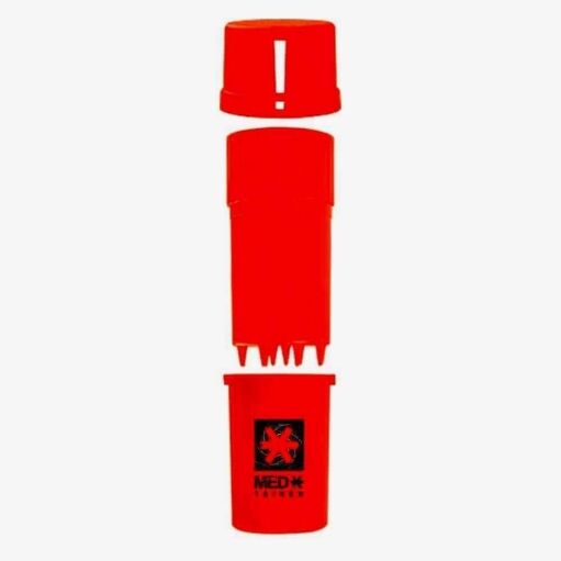 The Medtainer Storage w/ Grinder "Warped" Red - 20 Dram / 3