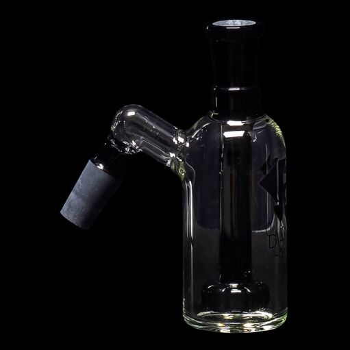 Diamond Glass Ash Catcher 45° 14mm/14mm w/ Showerhead Perc - Black - 01