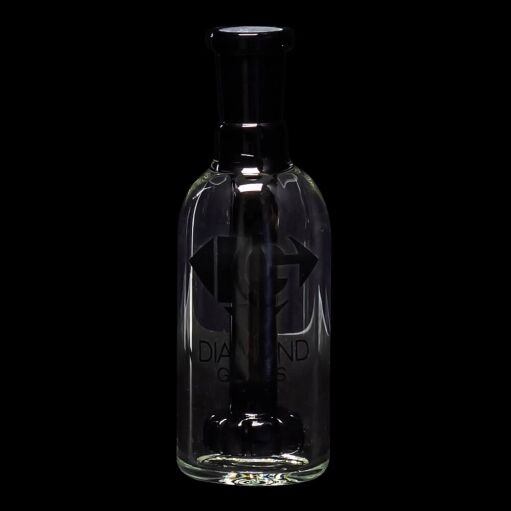 Diamond Glass Ash Catcher 45° 14mm/14mm w/ Showerhead Perc - Black - 02