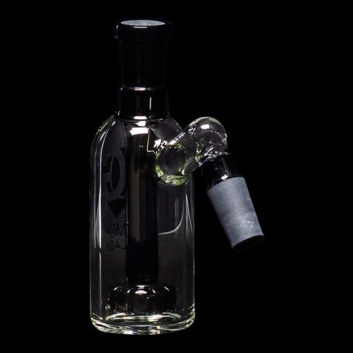 Diamond Glass Ash Catcher 45° 14mm/14mm w/ Showerhead Perc - Black - 04