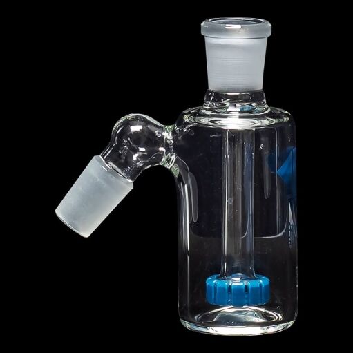 Diamond Glass Ash Catcher 45° 19mm/19mm w/ Showerhead Perc - Teal - 04