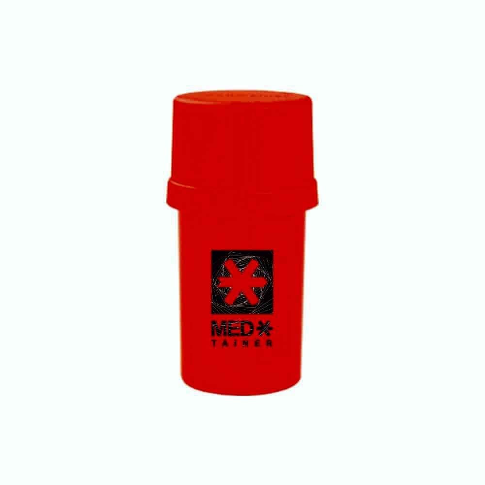 The Medtainer Storage w/ Grinder "Warped" Red - 20 Dram / 2