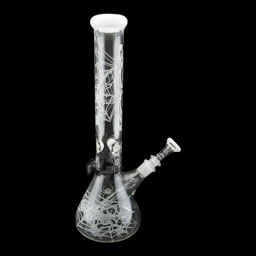 ROOR Custom Sandblasted 14" Beaker Water Pipe - Strain: White Widow - 005