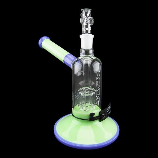 ROOR Tech 8" Fixed Stemless Barrel Bubbler - Purple & Mint - 002