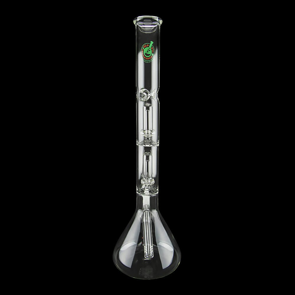 16" Double Showerhead Perc Beaker Water Pipe - 03