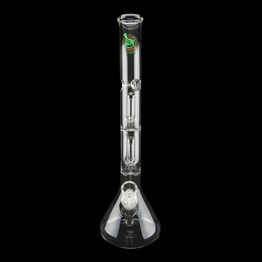 16" Double Showerhead Perc Beaker Water Pipe - 07