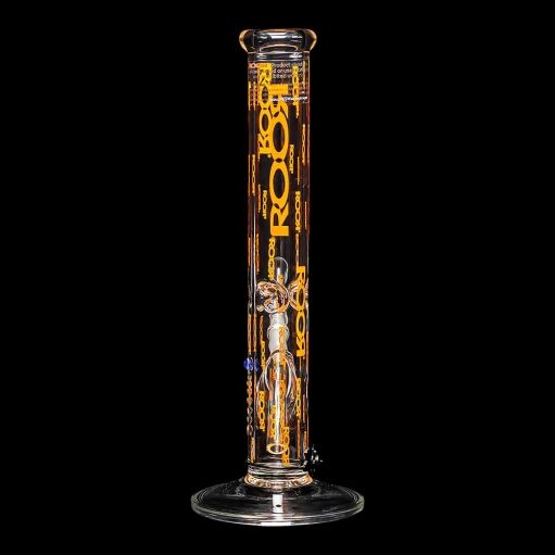 ROOR Custom 14" Straight Tube Water Pipe Logo'd Out "Orange" - 03