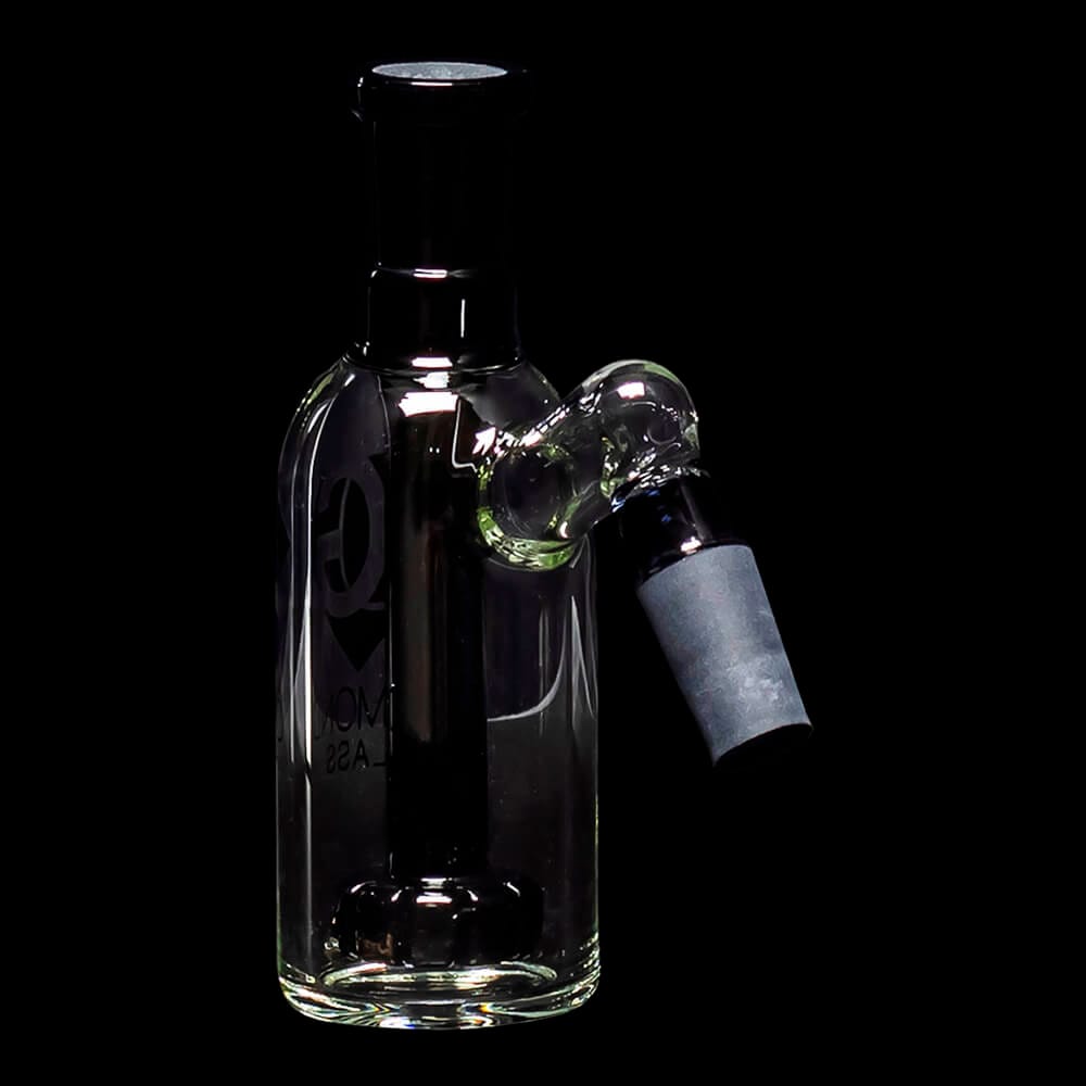 Diamond Glass Ash Catcher 45° 14mm/14mm w/ Showerhead Perc - Black - 04