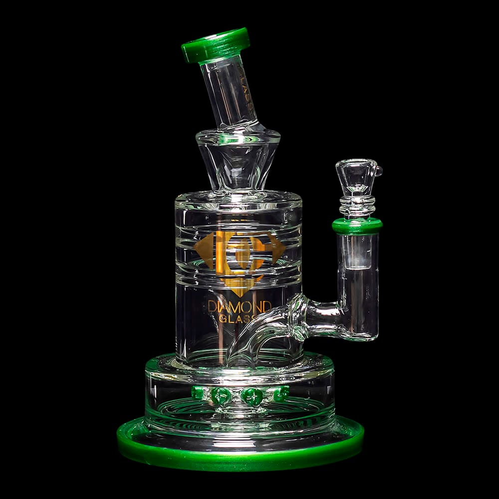 Diamond Glass Cyclon 2 Water Pipe - Green - 01