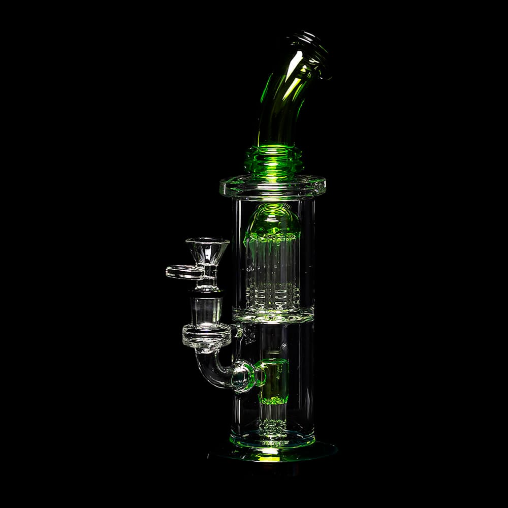 Diamond Glass Diow Duex Water Pipe - Black/Bright Green - 03