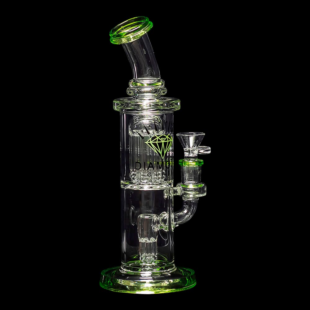 Diamond Glass Diow Water Pipe - Bright Green - 05