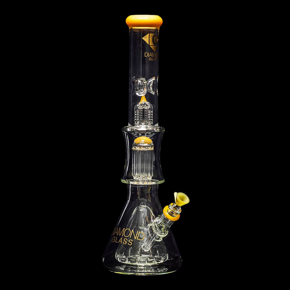 Diamond Glass Levels 17" Beaker Water Pipe - Topazine - 02