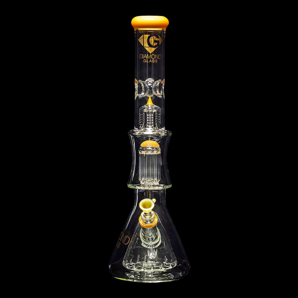 Diamond Glass Levels 17" Beaker Water Pipe - Topazine - 03