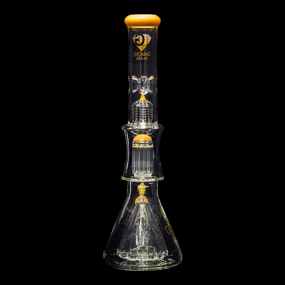 Diamond Glass Levels 17" Beaker Water Pipe - Topazine - 07