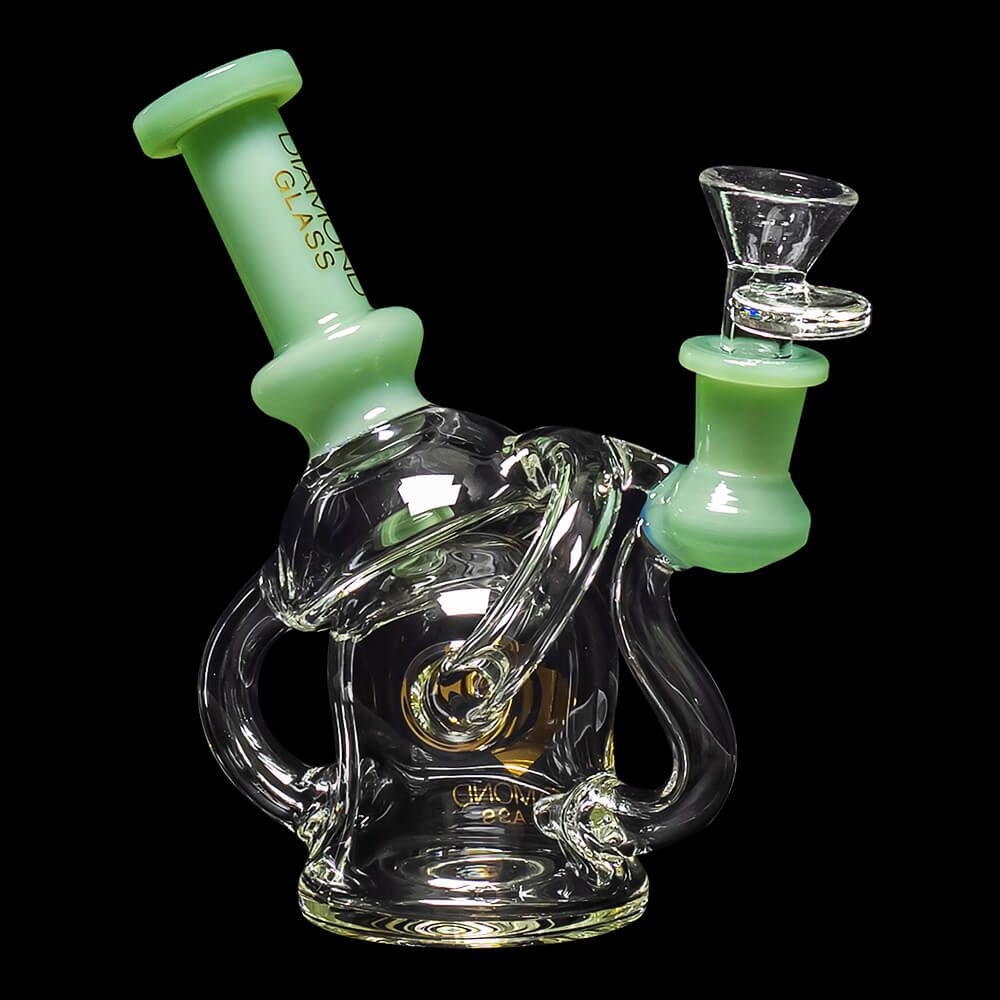 Diamond Glass Microscope Recycler Water Pipe - Mint Green - 04