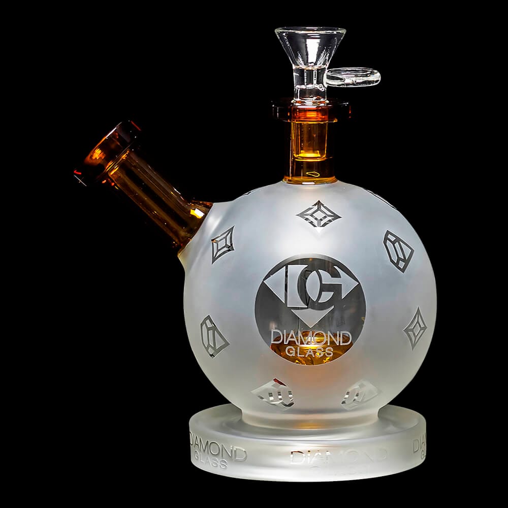 Diamond Glass Snowball Water Pipe - Gold - 01