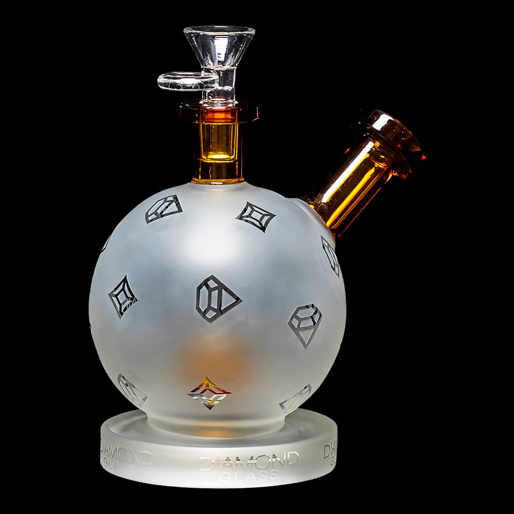 Diamond Glass Snowball Water Pipe - Gold - 03