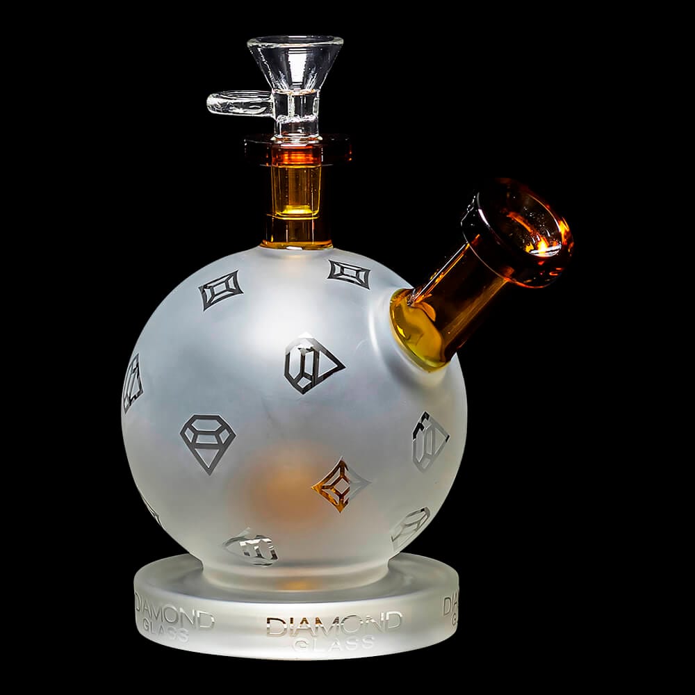 Diamond Glass Snowball Water Pipe - Gold - 04