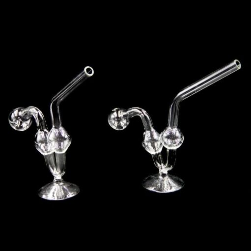 Clear Glass Water Dog Oil Burner Pipe With Base - 02