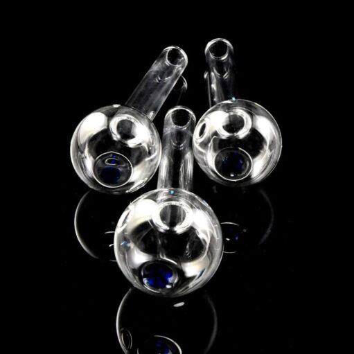 Clear Thick Glass Blue Dot Straight Oil Burner Pipe - 01
