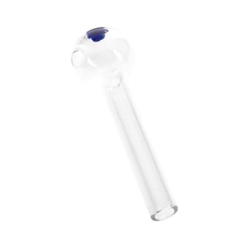 Clear Thick Glass Blue Dot Straight Oil Burner Pipe - 02