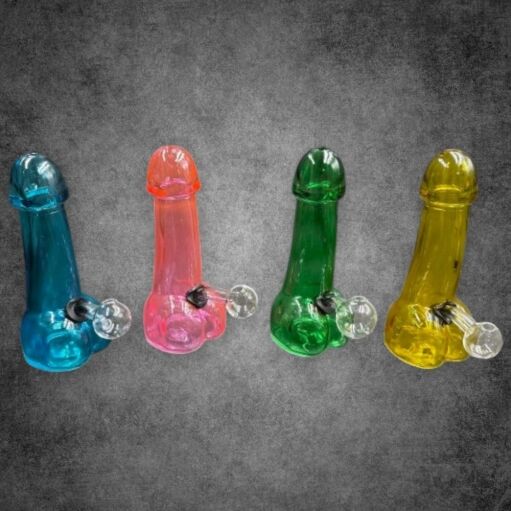 Colored Glass Oil Burner Penis Pipe Rig - 03