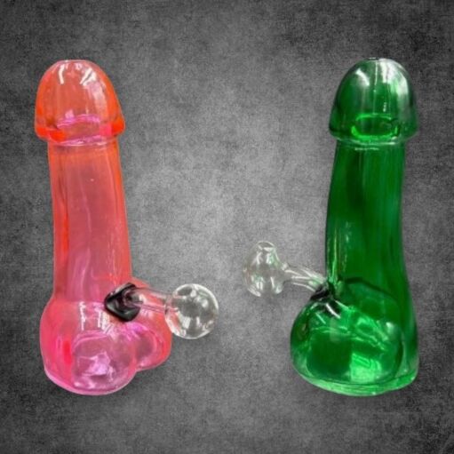 Colored Glass Oil Burner Penis Pipe Rig - 04