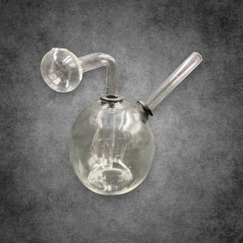 Small Round Base Clear Glass Oil Burner Rig - 02
