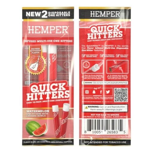 Hemper Quick Hitters - Multi-use Disposable One Hitter - Watermelon - 05