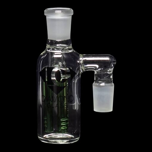 Diamond Glass Ash Catcher 90° 19mm/19mm w/ Tree Perc - Green - 01
