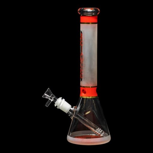 Diamond Glass Stripes 11.75" Frosted Glass Beaker Bong - 01