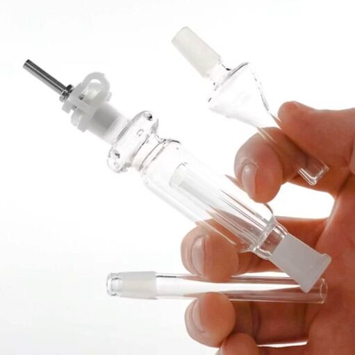 10mm Nectar Collector Kit w/ Titanium Tip, Quartz Tip, Clip & Glass Tray - Mini Kit