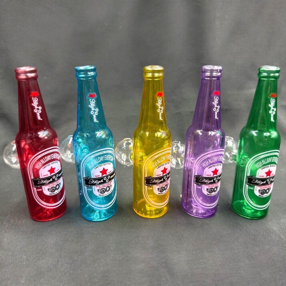 Beer Bottle Colored Glass Oil Burner Rig - 5 Pack