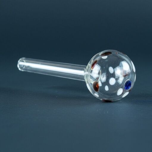 4" Polka Dot Heavy Glass Oil Burner Pipe - 05