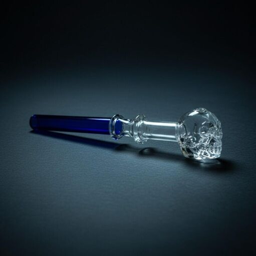 6" Colorful Thick Glass Skull Oil Burner Pipe - 02