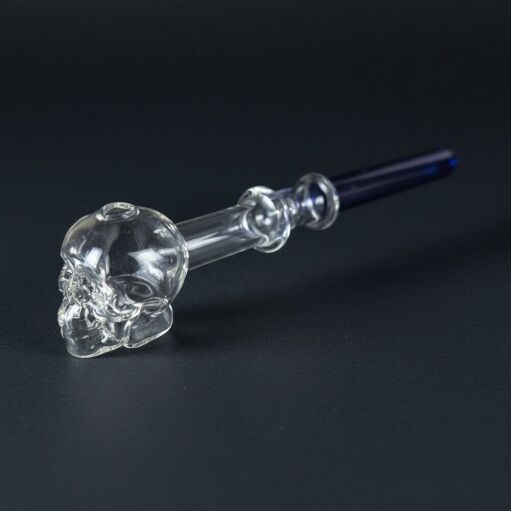 6" Colorful Thick Glass Skull Oil Burner Pipe - 03