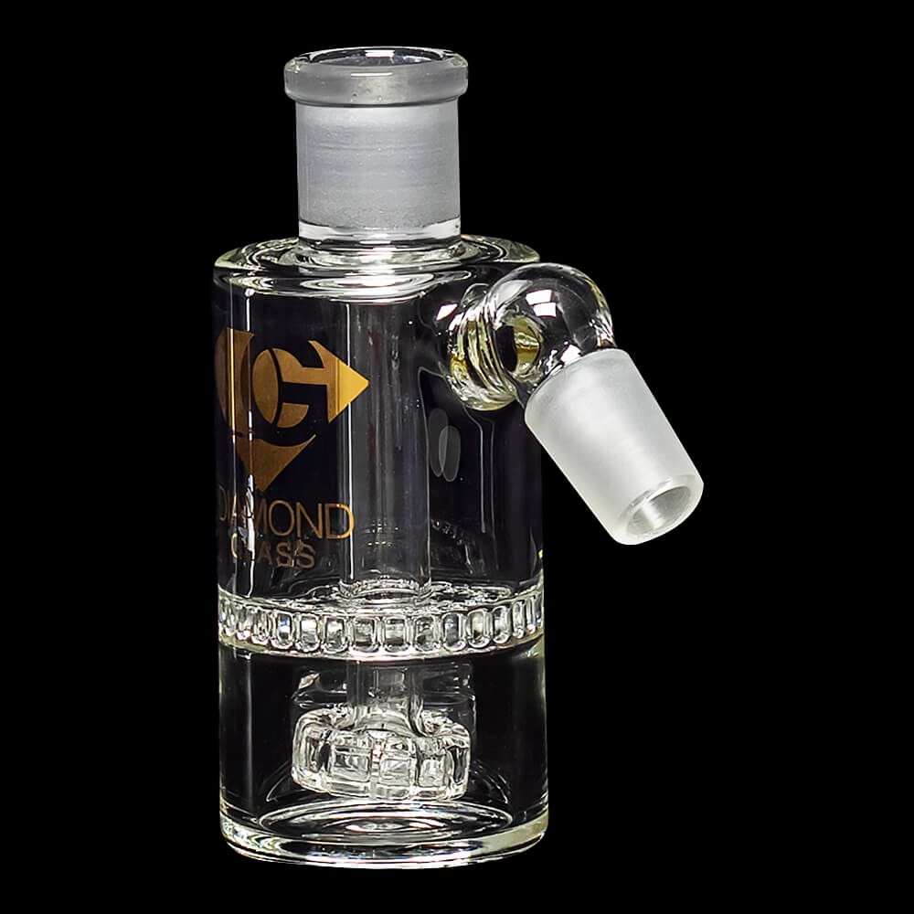 Diamond Glass Ash Catcher 45° 19mm/19mm w/ Showerhead & Honeycomb Percs - 02