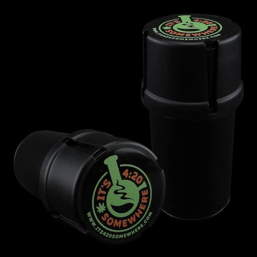 Medtainer "It's 4:20 Somewhere" Storage w/ Grinder - Black