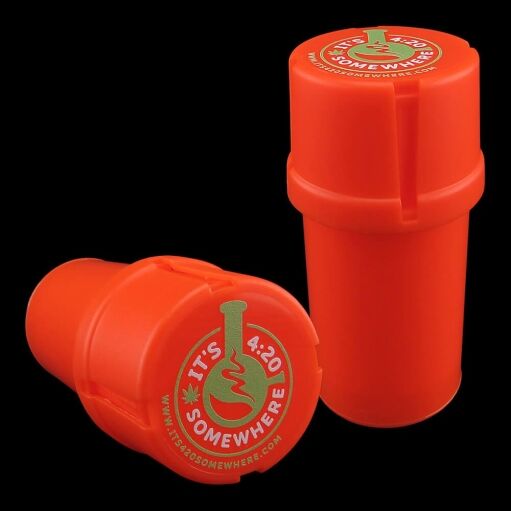 Medtainer "It's 4:20 Somewhere" Storage w/ Grinder - Orange