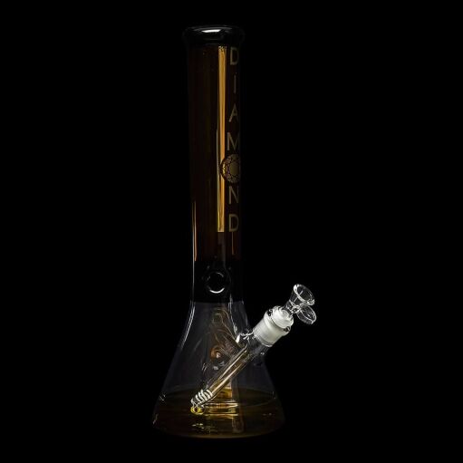 Diamond Glass Khiva 16" Beaker Water Pipe - Black & Gold - 06