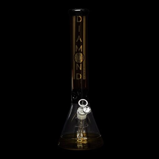 Diamond Glass Khiva 16" Beaker Water Pipe - Black & Gold - 07